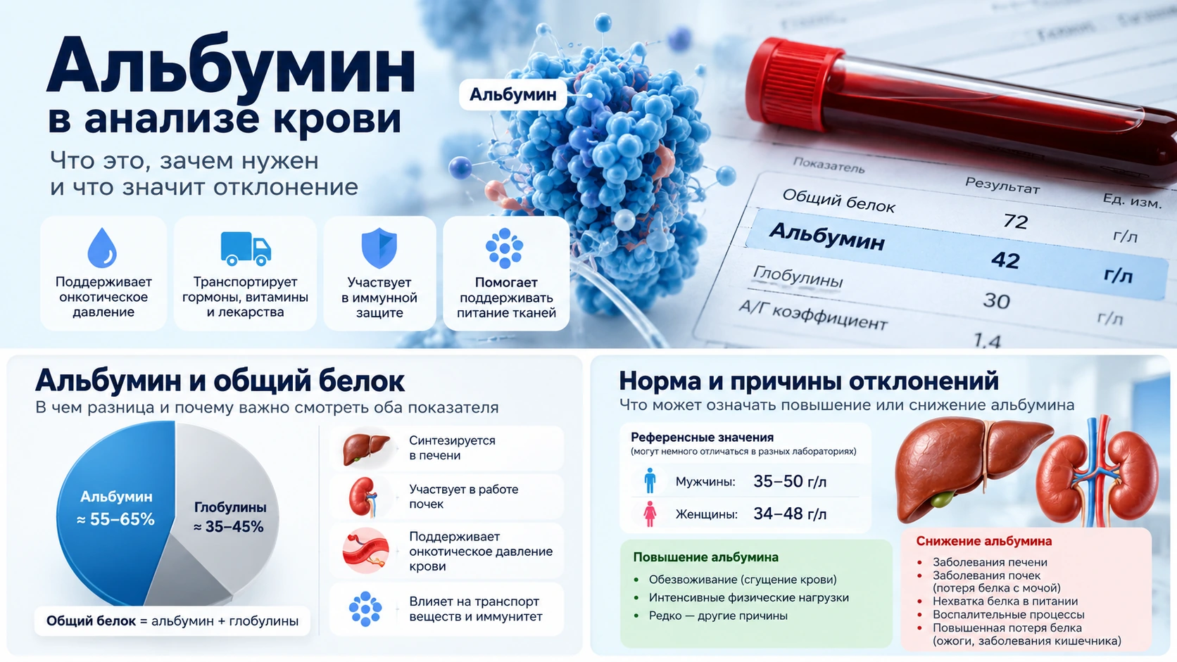 Как читать альбумин в биохимическом анализе крови