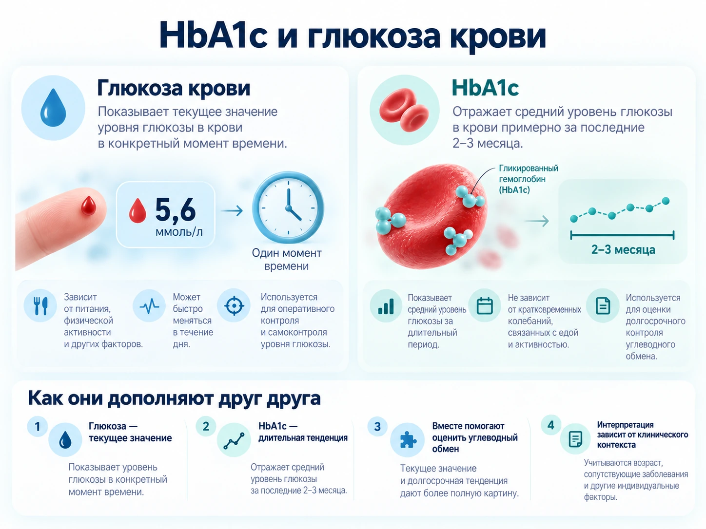 Сравнение HbA1c и обычной глюкозы крови