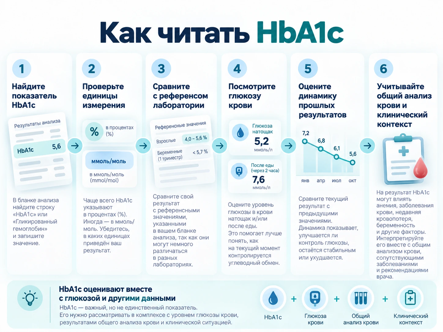 Как читать HbA1c в анализе крови пошагово