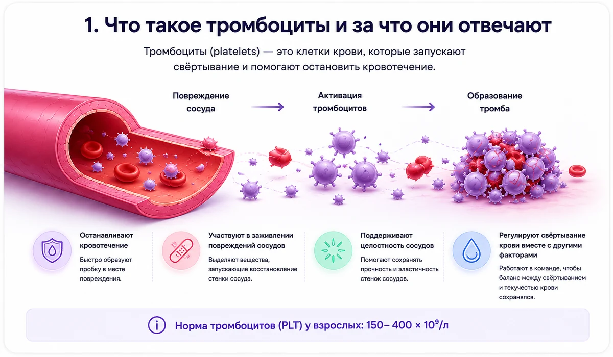 Как тромбоциты участвуют в остановке кровотечения и формировании первичной тромбоцитарной пробки