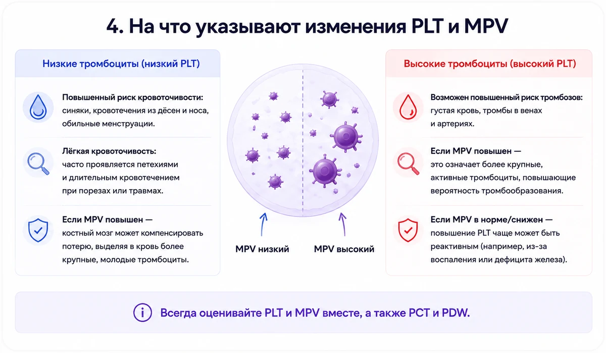 Как оценивать изменения PLT и MPV вместе